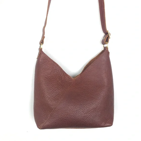 Portland Leather Goods Naomi Shoulder Bag Nutmeg Brown Pebbled Leather Crossbody